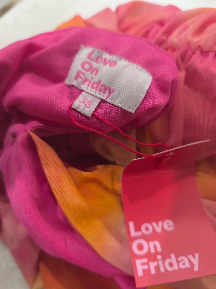 Pembe Tie-Dye Drapeli Straplez Uzun Elbise - Görsel 3