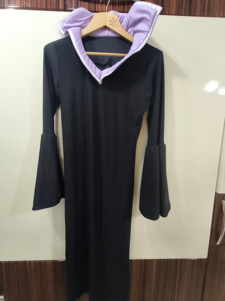 Uzun Kollu Mor Siyah Gotik Mezuniyet Elbisesi - Görsel 3