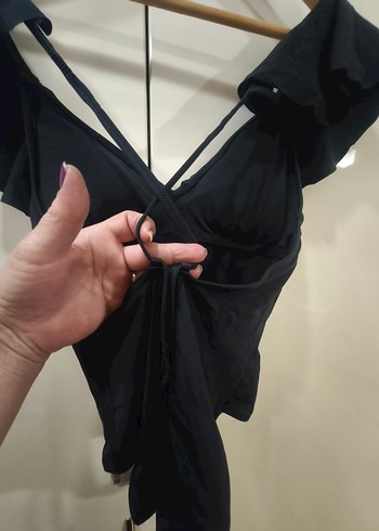 Siyah Drapeli Kadın Mayo yada body - Görsel 3