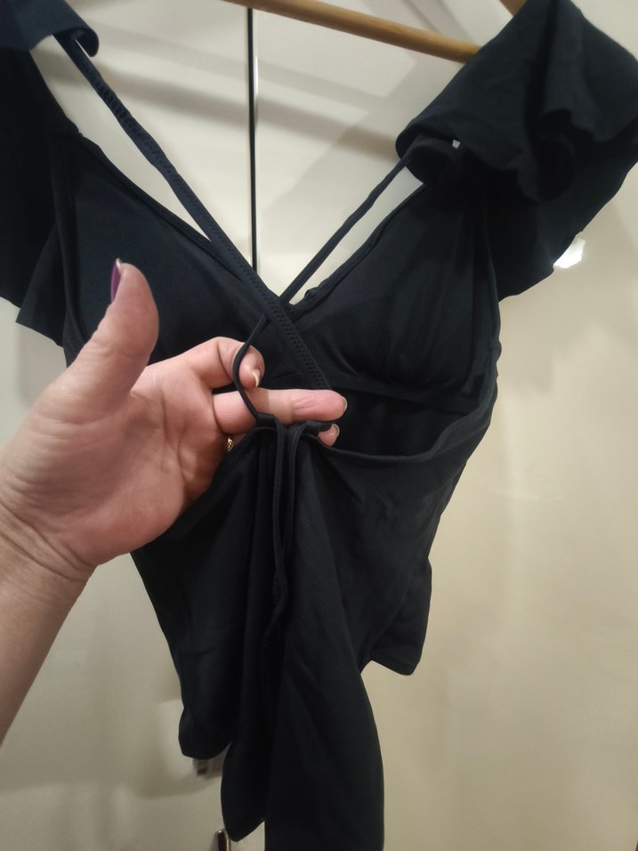 Siyah Drapeli Kadın Mayo yada body - Görsel 3