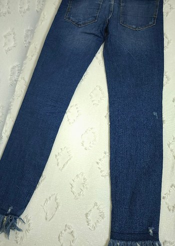 Düğmeli Mavi Kadın Denim Pantolon - Görsel 2