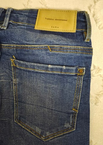 Düğmeli Mavi Kadın Denim Pantolon - Görsel 3