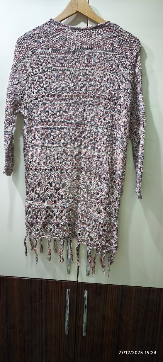 Bohem Uzun Örgü Kadın Hırka - Görsel 3