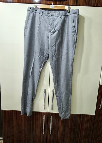 Gri Keten Pilili Erkek Pantolon 54 beden - Görsel 4