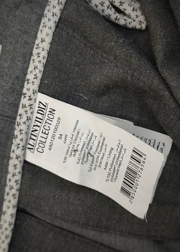 Gri Keten Pilili Erkek Pantolon 54 beden - Görsel 3