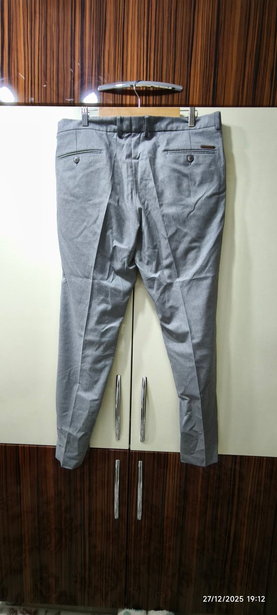 Gri Keten Pilili Erkek Pantolon 54 beden - Görsel 5