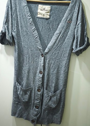 Gri Düğmeli Midi Kadın Hırka - Görsel 4