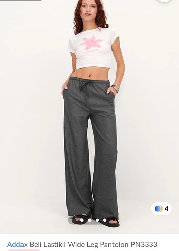 Addax Gri Beli Lastikli Geniş Paça Pantolon - Görsel 2