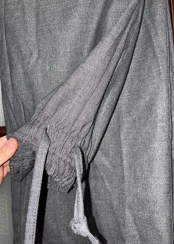 Addax Gri Beli Lastikli Geniş Paça Pantolon - Görsel 5