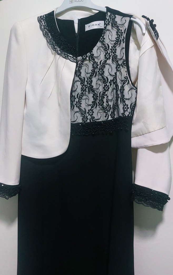 Dantel Detaylı Uzun Kadın Takım Elbise - Görsel 2