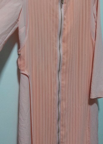 Pembe Pilili Uzun Kollu Kadın Elbise - Görsel 2