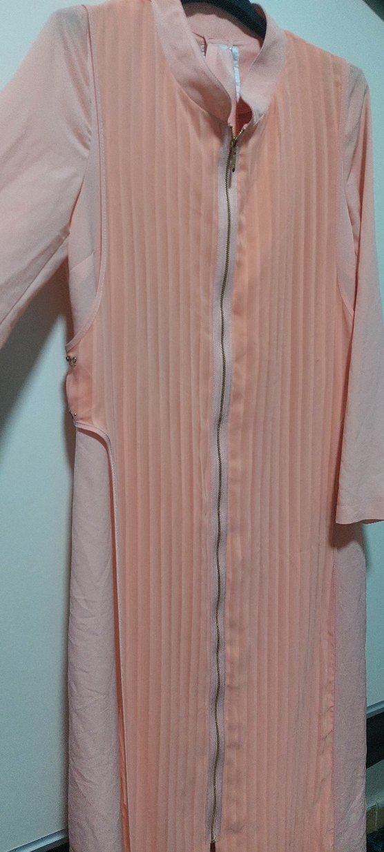 Pembe Pilili Uzun Kollu Kadın Elbise - Görsel 2