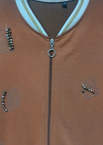 Uzun Kahverengi Fermuarlı Kadın Kaban - Görsel 2