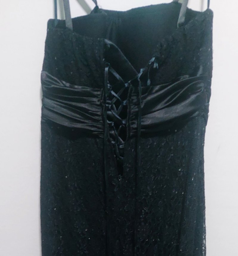 Siyah Straplez Uzun Gotik Elbise - Görsel 4