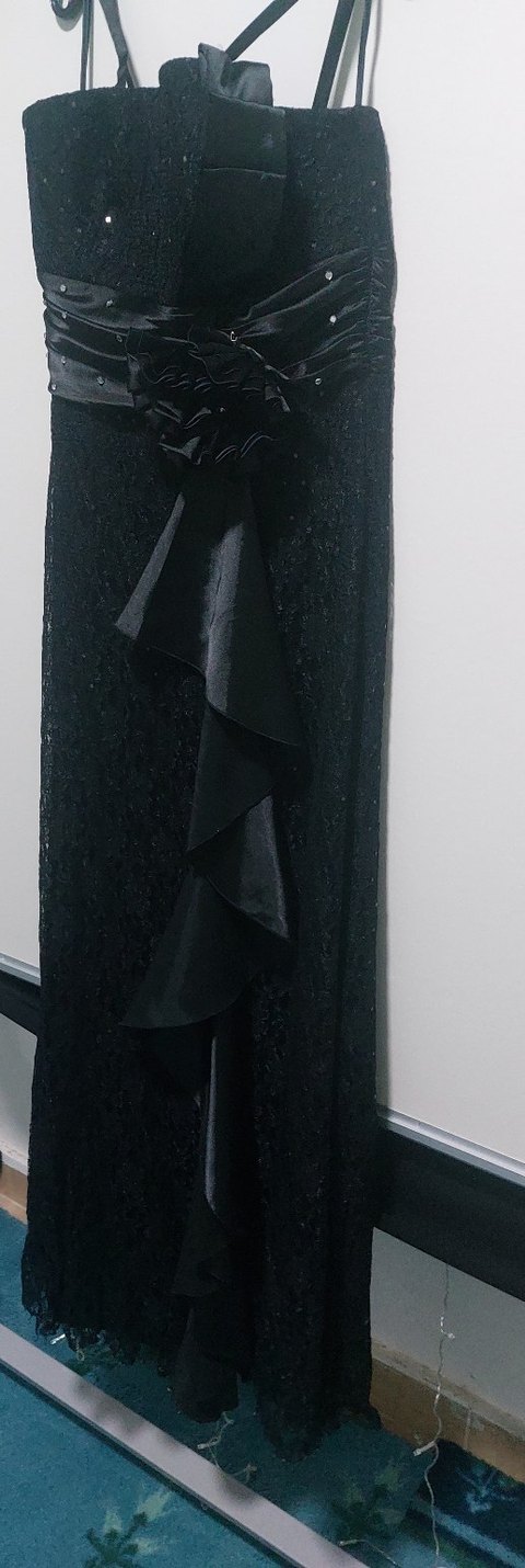 Siyah Straplez Uzun Gotik Elbise - Görsel 2