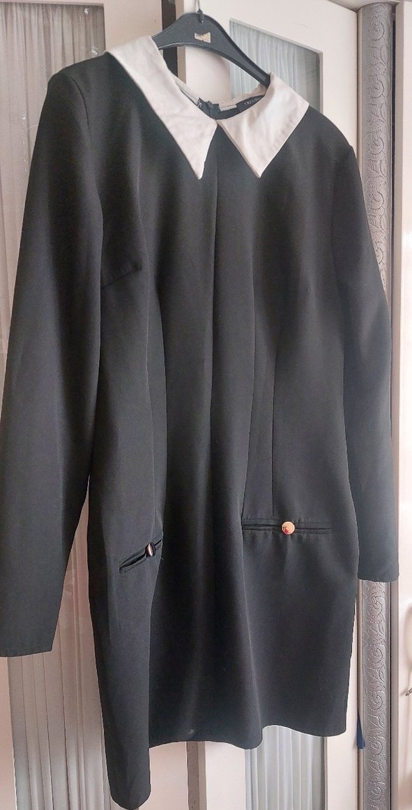 Düğmeli Siyah Midi Kadın Takım Elbise - Görsel 2