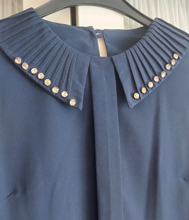 Mavi Saten Kadın Gömlek - Görsel 2