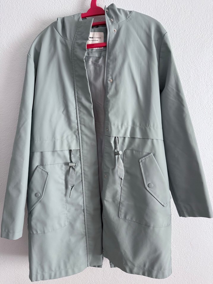 Kadın Turkuaz Midi Düğmeli Yağmurluk - Görsel 2