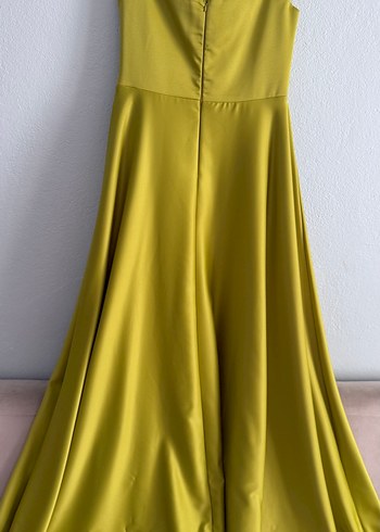 Sarı Drapeli Uzun Abiye Elbise - Görsel 8
