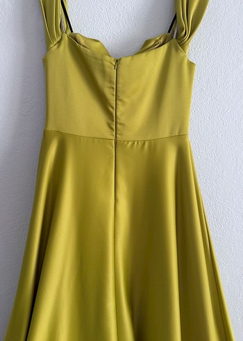 Sarı Drapeli Uzun Abiye Elbise - Görsel 7