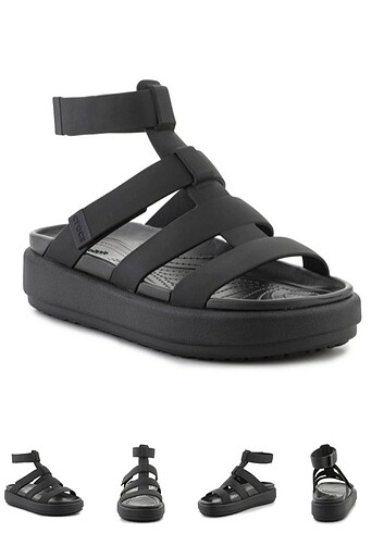 37,5 Beden Crocs Gladiator Gladyatör Brooklyn Luxe Siyah Sandalet 37-37.5