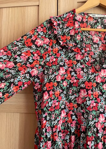 Zara Çiçek Desenli Uzun Bohem Elbise