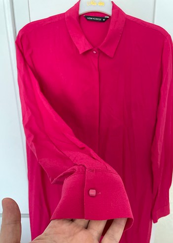 LC Waikiki Düğmeli Pembe Midi Kadın Tunik