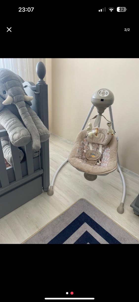 Bej Otomatik Oyuncaklı Bebek Salıncağı - Görsel 4