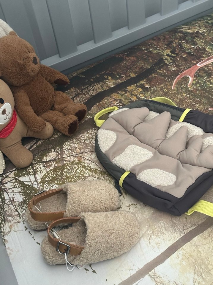 Bej Gri Çocuk Okul Çantası Dinozor Detaylı - Görsel 2