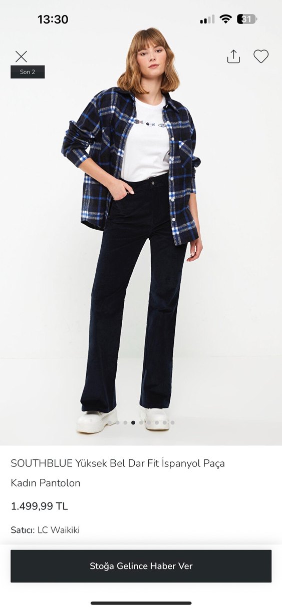 SOUTHBLUE Yüksek Bel Dar Fit İspanyol Paça Kadın Pantolon - Görsel 3