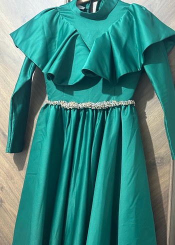 Yeşil Drapeli Uzun Bohem Abiye Elbise - Görsel 2