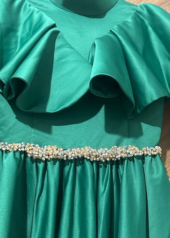 Yeşil Drapeli Uzun Bohem Abiye Elbise - Görsel 3