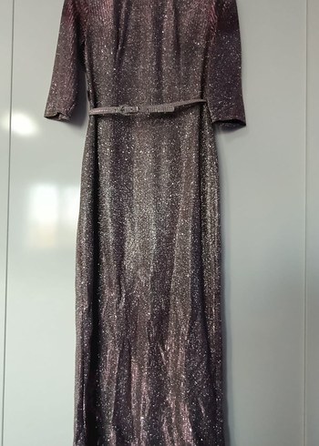 Mor Kemerli Uzun Abiye Elbise - Görsel 2