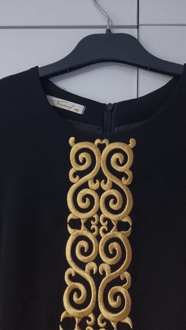 özel günler İçin Kemerli Siyah Nakışlı Kadın mevlana Elbise - Görsel 3