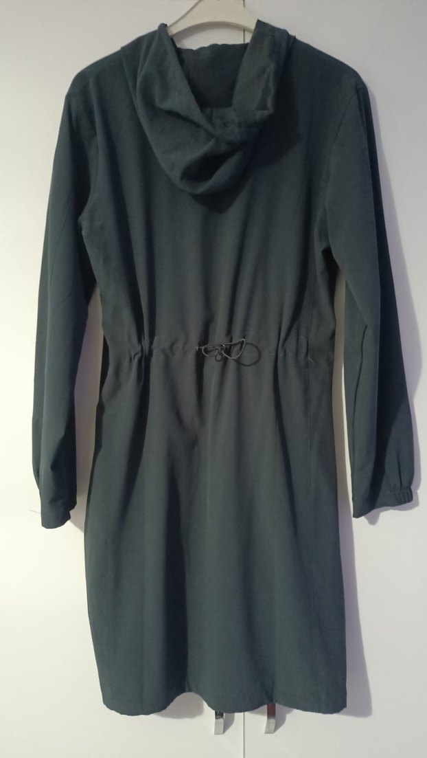 Siyah Fermuarlı kapişonlu Uzun spor Ceketi - Görsel 2