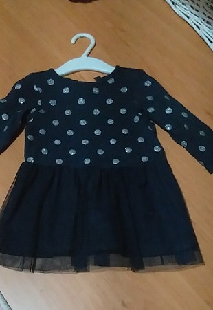 H&M lacivert üstü ince triko,alti tullu elbise