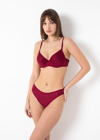 85B Bordo Renk Balenli İç Çamaşır Takımı
