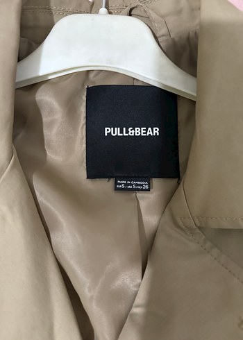 Pull and Bear Bej Düğmeli Kadın Midi Trençkot