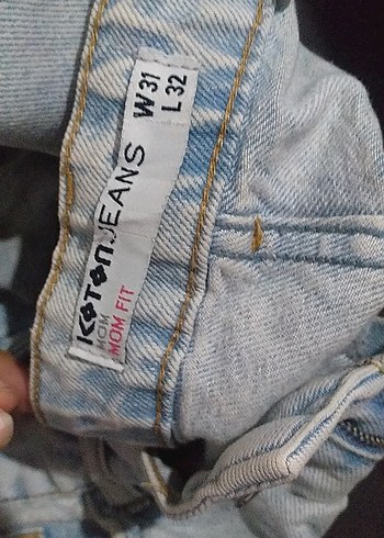 Düğmeli Gri Mavi  Bol Kesim Kadın Jean - Görsel 3