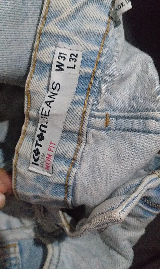 Düğmeli Gri Mavi  Bol Kesim Kadın Jean - Görsel 3