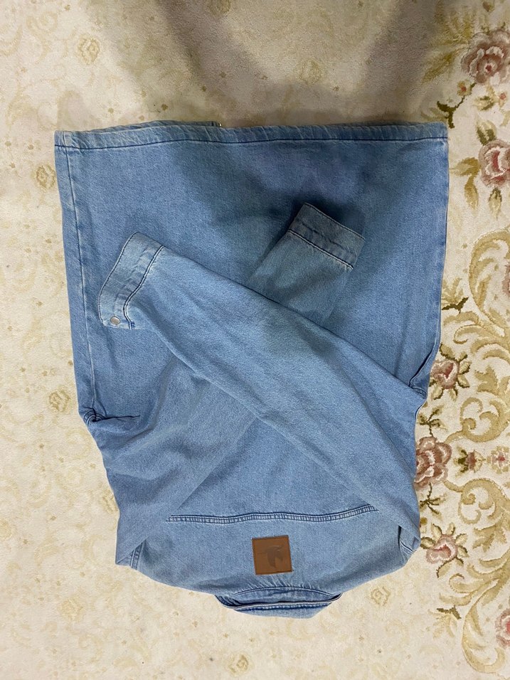 Mavi Denim Ceket Fermuarlı Rahat Kesim - Görsel 2