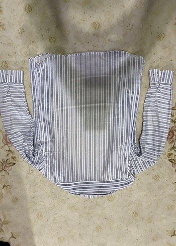 Erkek Beyaz Gri Çizgili Uzun Kollu Gömlek - Görsel 2