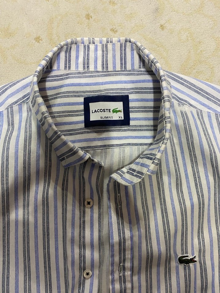 Erkek Beyaz Gri Çizgili Uzun Kollu Gömlek - Görsel 3