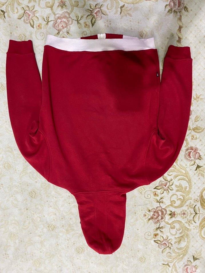 Kırmızı Kapüşonlu Fermuarlı Erkek Polar - Görsel 3