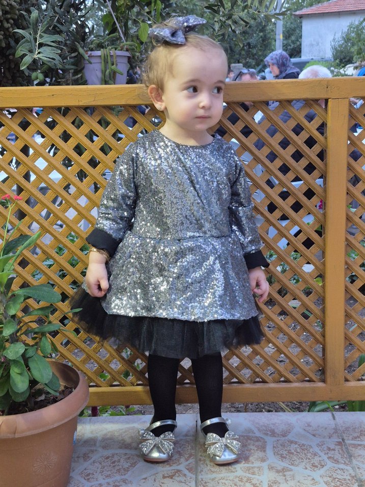 Parlak Gri Uzun Kollu Kız Çocuk Elbise - Görsel 4