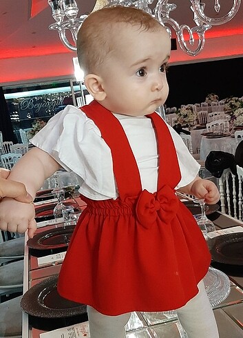 6-9 Ay Beden kırmızı Renk Bebek elbise