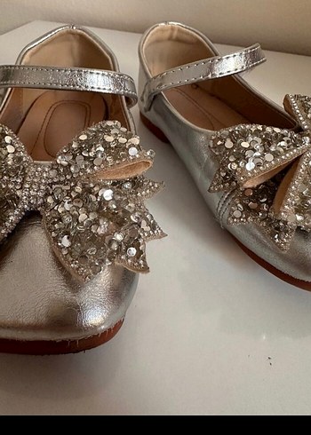 Kız Çocuk gümüş Renkli Fiyonklu Babet - Görsel 2