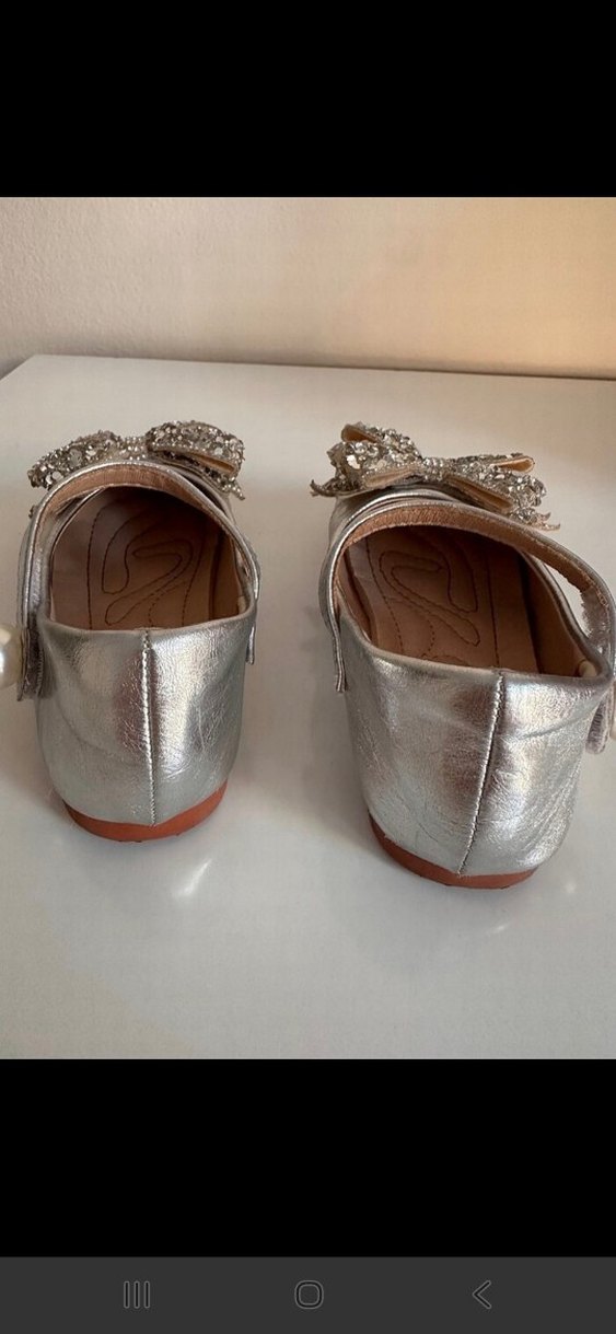 Kız Çocuk gümüş Renkli Fiyonklu Babet - Görsel 3