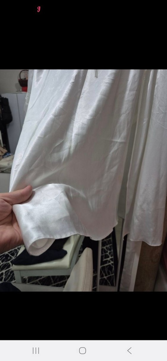 İşlemeli Beyaz Uzun Kollu Kadın Gecelik - Görsel 5