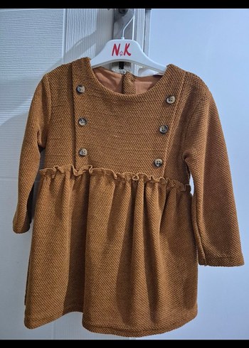 Kız Çocuk Kahverengi Uzun Kollu Elbise - Görsel 2